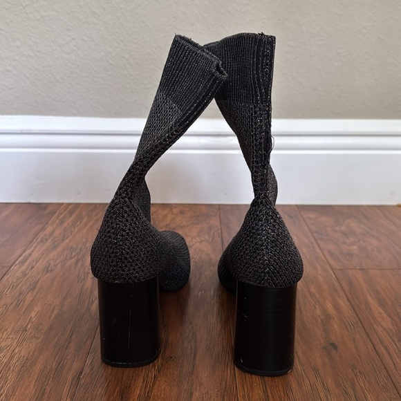 Zara Black and Silver Knit Sock Boots Size 37 - Picture 5 of 8